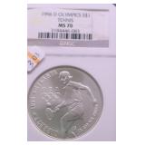 1996 D NGC MS70 TENNIS SILVER DOLLAR KEY