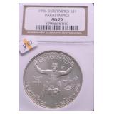 1996 D NGC MS70 PARALYMPICS SILVER DOLLAR KEY