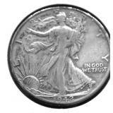 1942 D WALKING HALF DOLLAR XF