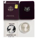 1990 PROOF SILVER EAGLE W BOX PAPERS