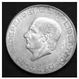 1956 MEXICO SILVER 5 PESOS CHOICE BU