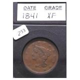 1841 LARGE CENT XF