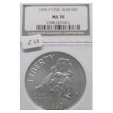 1995 P NGC MS70 CIVIL WAR SILVER DOLLAR