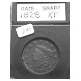 1828 LARGE CENT XF