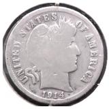 1914 S BARBER DIME G