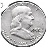 1958 FRANKLIN HALF DOLLAR VF