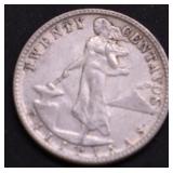 1945 D US PHILIPPINES SILVER 20 CENTS AU