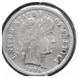 1906 S BARBER DIME XF DETAILS