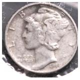 1944 D MERCURY DIME AU