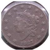 1827 LARGE CENT XF DETAILS