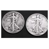 TWO WALKING HALF DOLLARS