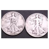 TWO WALKING HALF DOLLARS