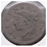 1839 BOBBY HEAD LARGE CENT VF