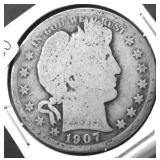 1907 D BARBER HALF DOLLAR G