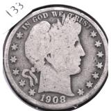 1908 BARBER HALF DOLLAR G
