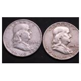 TWO FRANKLIN HALF DOLLARS
