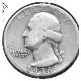 1936 D WASHINGTON QUARTER  VG