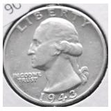 1943 D WASHINGTON QUARTER AU