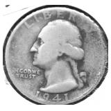 1941 S WASHINGTON QUARTER AG