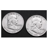 TWO FRANKLIN  HALF DOLLARS