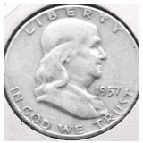 1957 D FRANKLIN HALF DOLLAR VG