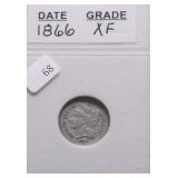 1866 3 CENT PIECE XF
