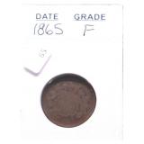 1865 TWO CENT PIECE F