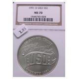 1991 D NGC MS70 USO SILVER DOLLAR