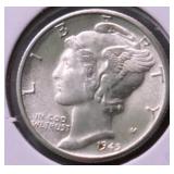 1945 D GEM SPLIT BANDS MERCURY DIME