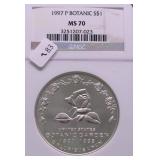 1997 NGC MS70 BOTANIC GARDENS SILVER DOLLAR