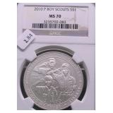 2010 P NGC MS70 BOY SCOUTS SILVER DOLLAR