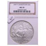 2007 P JAMESTOWN NGC MS70 SILVER DOLLAR