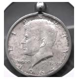 1964 CH BU KENNEDY HALF DOLLAR PENDANT