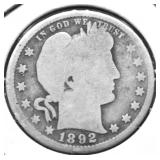 1892 BARBER QUARTER G