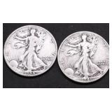 TWO WALKING HALF DOLLARS