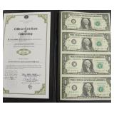 UNCUT SHEET OF 1 $ FEDERAL RESERVE NOTES