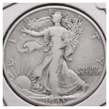 1943 D WALKING HALF DOLLAR VF