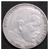 1939 NAZI GERMANY SILVER 2 MARKS CH BU