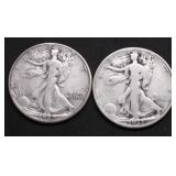 TWO WALKING HALF DOLLARS