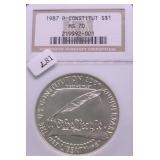 1987 NGC MS70 CONSTITUTION SILVER DOLLAR