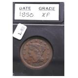 1850 LARGE CENT XF PQ