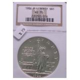 1986 NGC MS70 ELLIS ISLAND SILVER DOLLAR
