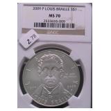 2009 NGC MS70 LOUIS BRAILLE SILVER DOLLAR