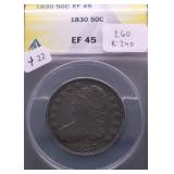 1830  ANACS XF40 BUST HALF DOLLAR