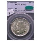 CLEVELAND PCGS MS66 CAC HALF DOLLAR