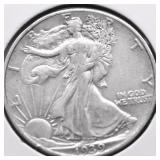 1939 WALKING HALF DOLLAR AU
