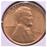 1945 D GEM RED LINCOLN CENT