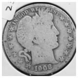 1908 D BARBER HALF DOLLAR G