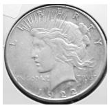 1922 S PEACE DOLLAR VF
