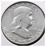 1951 S CHOICE BU FRANKLIN HALF DOLLAR